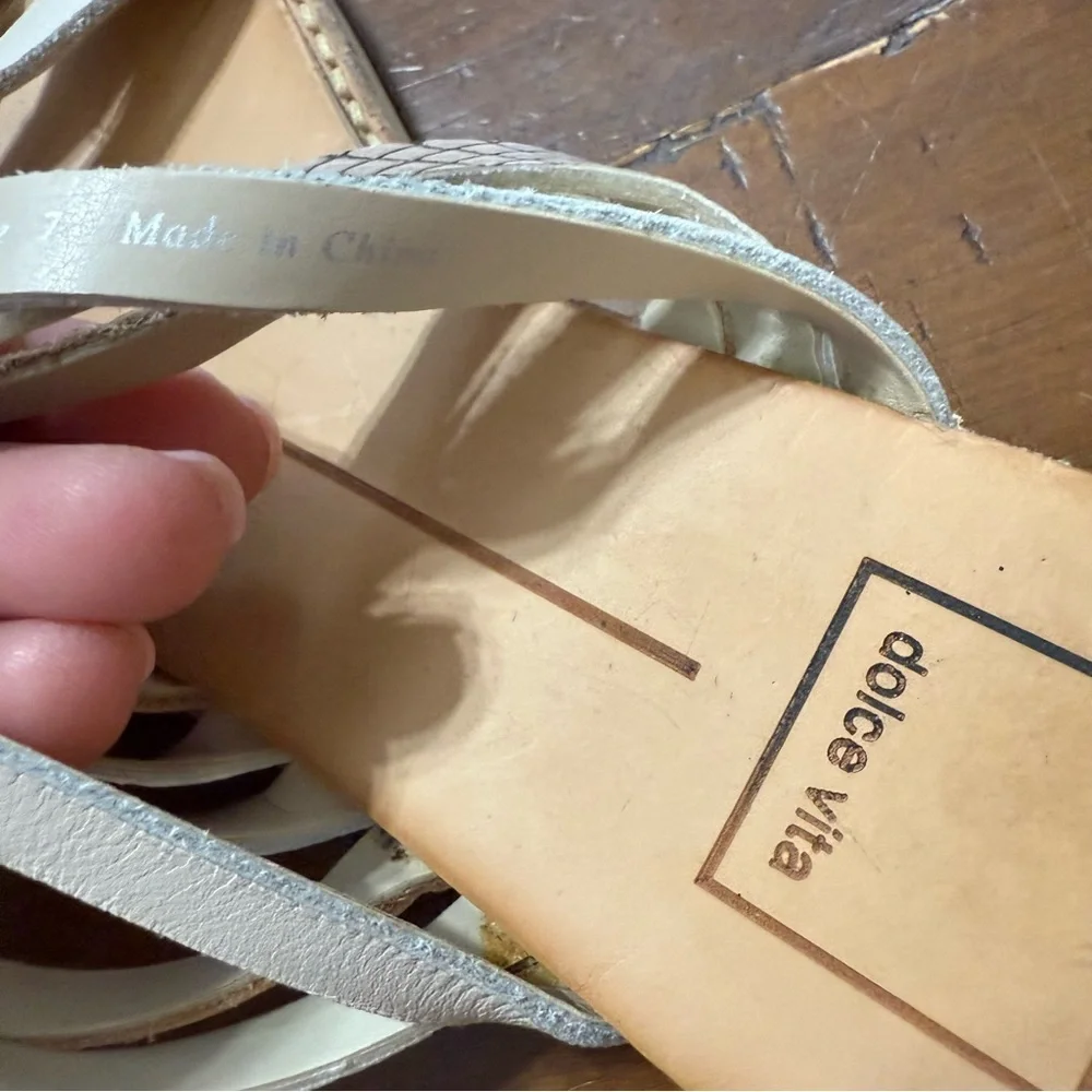 Dolce Vita Cream and Tan Sandals with Strappy Design size 7